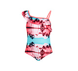 Image of Body Glove Toddler Girls' Ruffled Palm-Print One-Piece Swimsuit - Pink &amp; Aqua D994BEAD