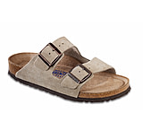 Image of Birkenstock Arizona Suede Soft Footbed Sandal - Women's-Taupe-Narrow-38