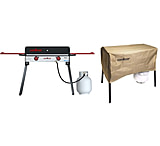 Image of Camp Chef Pro 60X 2 Burner Stove with Tan Patio Cover