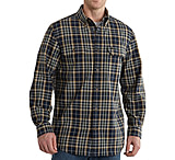 Image of Carhartt Fort Plaid Long-Sleeve Chambray Shirt - Men's-Navy-Large