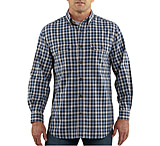 Image of Carhartt Fort Plaid Long-Sleeve Shirt - Men's-Navy-X-Large