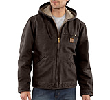 Image of Carhartt Sherpa Lined Sandstone Sierra Jacket - Men's -Dark Brown-Medium