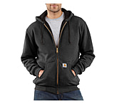 Image of Carhartt Thermal-Lined Hooded Zip-Front Sweatshirt - Men's-Charcoal Grey Heather-X-Large-Regular