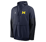 Image of Jordan Men's Michigan Anorak Jordan Brand College 1/2-Zip Hooded Jacket in Blue 0JAT0CZDMWN-PTU 4A4E5F1A