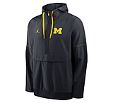 Image of Jordan Men's Michigan Sideline Anorak Jordan Brand College 1/2-Zip Hooded Jacket in Blue 0JAT0BPGMWN-PTU 4039F3B2