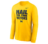 Image of Jordan Michigan Sideline Slogan Nike Men's Dri-FIT College Long-Sleeve T-Shirt in Yellow 0JEW78HMWN-H2B F4B9BC11