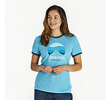 Image of Life Is Good Ringer Cool Tee Retro Sunset Hike - Women's