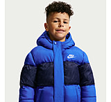 Image of Nike Little Kids' Jacquard Logo Mixed Media Puffer Jacket in Bl E769FE28
