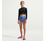 Image of Nike Swim Effortless Essential Big Kids' Girls' Long Sleeve Crop Top &amp; High Waist Set in Black NESSG738-001 A307D8C0
