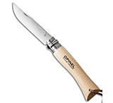 Image of Opinel Knives No 7 Stainless Steel Knife Beech Wood + Leather Lanyard 3 Satin 65A98338