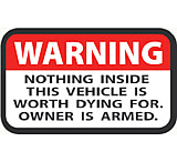 Image of Outdoor Decals Warning Owner Is Armed 2"x3" 4 Per Pack