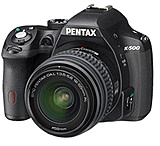 Image of Pentax K-500 Digital SLR Camera with 18-55mm and f-3.5-5.6 Lens, Black