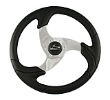 Image of Schmitt &amp; Ongaro Marine Folletto 14.2" Black Poly Steering Wheel w/ Polished Spokes and Black Cap