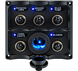 Image of Sea-Dog Water Resistant Toggle Switch Panel w/LED Power Socket