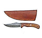 Image of Titan Damascus Steel Fixed Blade Skinning Knife, Old Timer, Sharp Finger Size, Rosewood Grip, 3.3in