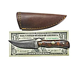 Image of Titan Damascus Steel Fixed Blade Neck Knife, Mini Old Timer, Mini Sharp Finger, Rosewood Grip, 3.1in, 3.1in