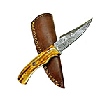 Image of Titan International Knives Damascus Burnt Bone Handle Fixed Blade Hunting Knife