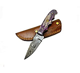 Image of Titan International Knives Damascus Dyed Purple Bone Handle Drop Point Fixed Blade Knife