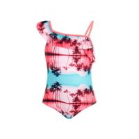 Body Glove Toddler Girls' Ruffled Palm-Print One-Piece Swimsuit - Pink &amp; Aqua D994BEAD