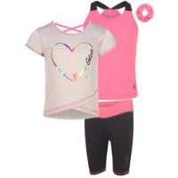 Body Glove Girls' Three-Piece Foil Heart Logo Set 7-12 - Pink &amp; Black ECACB07D