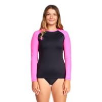 Body Glove Basic Long Sleeve Raglan Fitted Rash Guard - Black/Pink 89FD3CC1