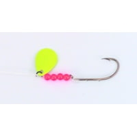 BearPaw Flicker Snelled Hook, Baitholder, Fluorescent Yellow Spinner, 8in Mono
