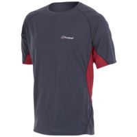 Berghaus Tech SS Crew Neck Tee - Men's-Dark Grey/Red-Large
