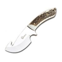 Boker USA Arbolito Stag Gut Hook Fixed Blade Knife w/ Leather Sheath - 8.5in Overall Length