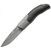 Boker USA Ebony Damascus Folding Knife - 7.13 in Open Length