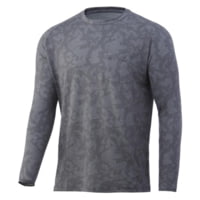 HUK Performance Fishing Huk Waypoint Running Lakes Long Sleeve Shirt Overcast Grey L 8B7C7E49 - Men's