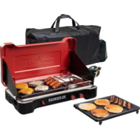 Camp Chef Mountain Rainier 2X Two-Burner Cooking System w/ Griddle/Carry Bag