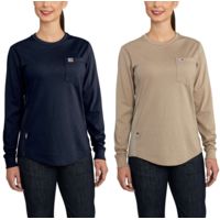 Carhartt Flame-Resistant Womens Force Cotton Long Sleeve Crew T-Shirt