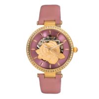 Empress Anne Automatic Semi-Skeleton Leather-Band Watch