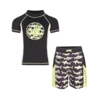 Body Glove Boys' Rash Guard &amp; Swim Shorts Set - Black &amp; Green 44AAA0B2