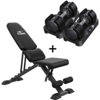 Flybird Fitness 25lb Weight Bench Dumbbells Bundle Set With Waist Pad