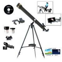 Galileo Refractor Telescope with Smartphone Photo Adapter 1.25in 6mm Eyepiece, 20mm Eyepiece