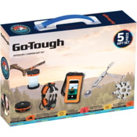 Go-Tough 5 Piece Camping Gift Set - Phone Pouch, Collapsible Lantern, Fork/Spoon/Knife, Snowflake Tool, Watch