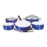 Magma Induction White Non-Stick Cookware Set - 10 Piece - Cobalt Blue