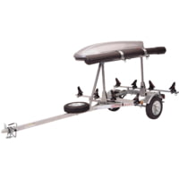 Malone Auto Racks MicroSport LowBed 2 Kayak Trailer Package w/ 2 Sets Saddle Up, Cargo Box, Rod Tube, Spare Tire