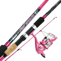 Okuma Fin Chaser x Spinning Combo, MH, 2 Piece Rod, Fnx-40 1Bb Pink Reel, 140Yds/12Lb