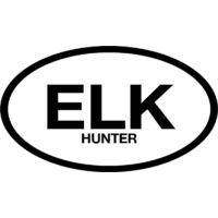 Outdoor Decals Elk Hunter Oval 6&quot;x3&quot; Black On White