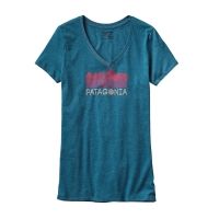 Patagonia Linear Fractures Cotton/Poly V-Neck T-Shirt - Womens