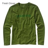 Patagonia Text Logo Long Sleeve - Retro Khaki-Large
