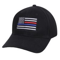 Rothco Thin Blue Line &amp; Red Line Low Profile Flag Cap