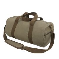 Rothco Two-Tone Canvas Shoulder Duffle Bag - Vintage Olive with Brown Straps