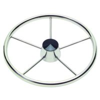 Schmitt &amp; Ongaro Marine 170 13.5" Stainless 5-Spoke Destroyer Wheel w/ Black Cap and Standard Rim