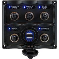Sea-Dog Water Resistant Toggle Switch Panel w/USB Power Socket