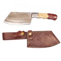 Titan Damascus Steel Cleaver, 9in