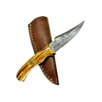 Titan International Knives Damascus Burnt Bone Handle Fixed Blade Hunting Knife