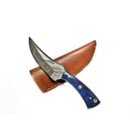 Titan International Knives Damascus Dyed Bone Grip Skinning Fixed Blade Knife